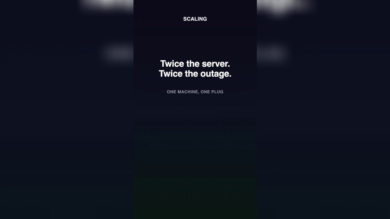 The reel's stage: one client, one growing server, then three.